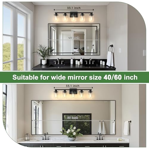 Image of DORESshop 5-Light Black Bathroom Vanity Light Fixture ETL Listed