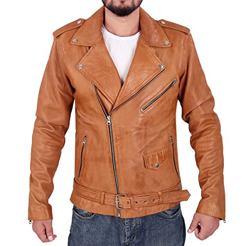 Image of Men Leather Jacket - Lambskin Winter Vintage Motorcycle Biker Jacket, Coat Soft & Stylish Moto Ride & Racing Jacket's