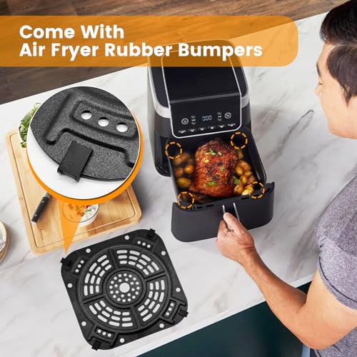 Image of Air Fryer Replacement Parts for Ninja AF141 Air Fryer Pro 4 in 1 AF142 Air Fry Max 5 in 1 5 QT, 8.5''x8.5'' Air Fryer Accessories Tray Grill Crisper Plate Grill Pan Tray Rack, Dishwasher Safe