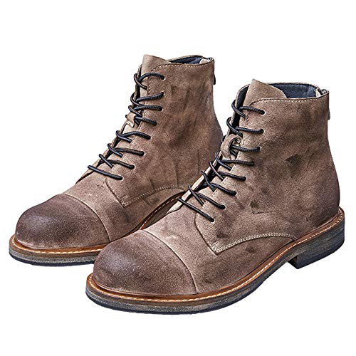 Willsky Les Hommes Du Désert Bottes À Lacets Bottes De Randonnée De Combat En Cuir Wearable Biker Travail Utilitaire Chaussures,Marron,48EU Cover