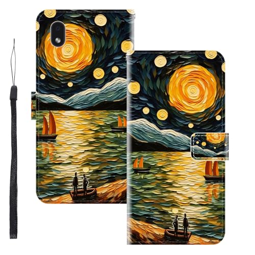WUACYEAMING Funda para Samsung Galaxy M01 Core,con Soporte/Ranura de Tarjeta Cubierta Premium Magnético Suporte TPU Protectora Fundas PU Cuero Flip Multifuncional El mar y los Barcos