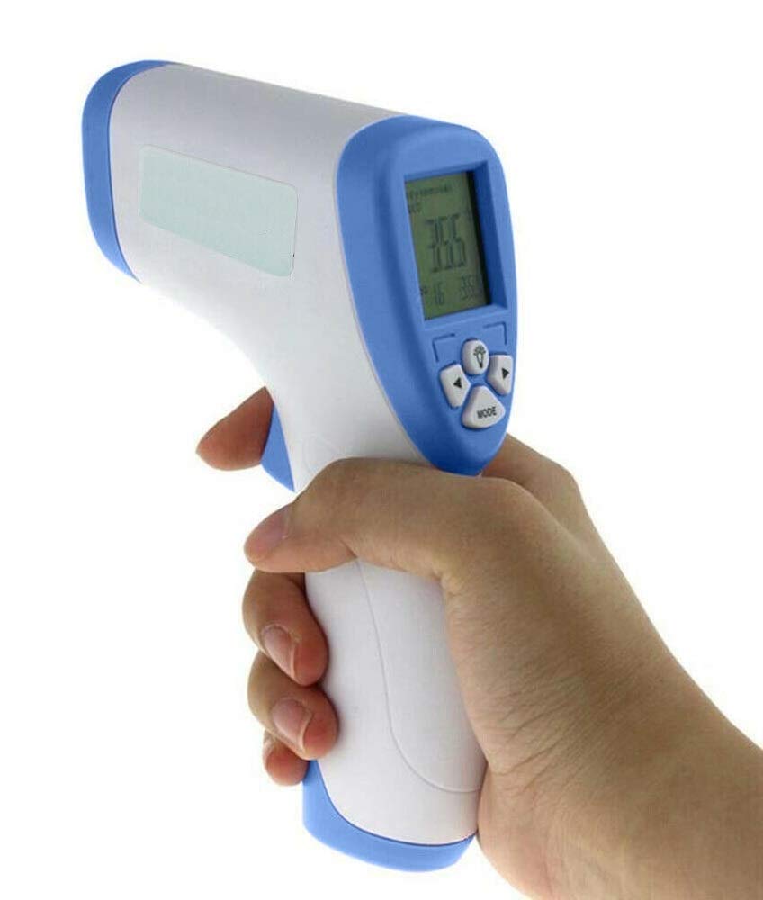 Termometro ad infrarossi professionale, senza contatto, per adulti e bambini, grande display LCD retroilluminato, funzione memoria, allarme febbre