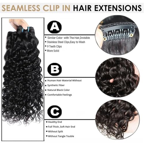 Extensiones de cabello de onda profunda con clips de cabello humano ondulado rizado de 4.23 oz 2