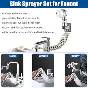 Sink Sprayer Attachment for Faucet kitchen Bathroom Onoff Handheld Shower Head with Flexible Hosefaucet Aerator  Diverter Valvefor Hair Washing Pet Dog Shower  Cucciolini Doodles Sink sprayer attachment for faucet kitchen bathroom onoff handheld shower head with flexible hosefaucet aerator  diverter valvefor hair washing pet dog shower   cucciolini doodles