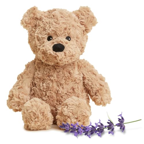 Image of warmies Microwavable & Weighted Stuffed Animals, Brown Curly Bear - Heated Stuffed Animal Plushie for Warmth & Comfort - Cute Soft Plush Toys for Adults & Children (Boys, Girls, Babies & Toddlers)