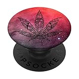 Pot Smoker Gift For Women Red Black Pot Leaf Marijuana Lover PopSockets PopGrip: Swappable Grip for Phones & Tablets