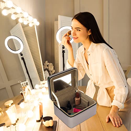 Image of FADAK Cosmetic Bag for Beauty Case Wedding Makeup Brushes Pouch Tikli Organizer Travel Large Vanity Mirror Box Storage Bag Jewelry Bridal Box (GUNMATLE)