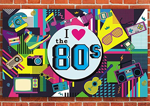 80's Party Banner Backdrop Decorations Wall Hip Hop Birthday Photo Booth Props Supplies
