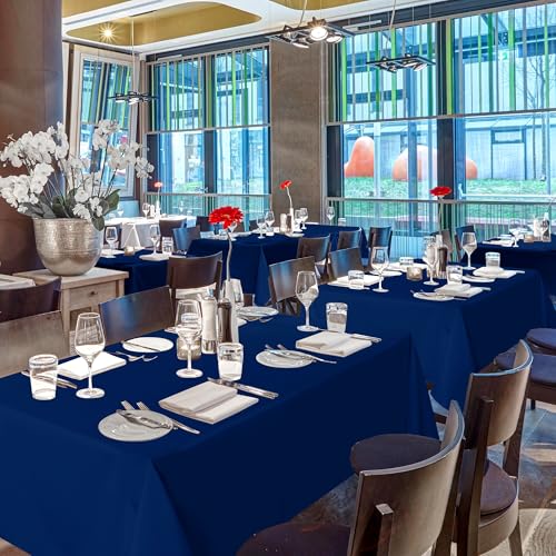 Image of sancua Navy Blue Tablecloths for 8 Foot Rectangle Tables, 8 Pack - Washable Polyester Fabric Table Cloth for Wedding Party, Birthday, Banquet Reception, 60x120 Inch