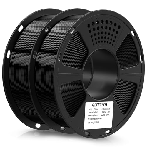 Image of Geeetech PETG Filament 1.75mm, 2kg (4.4lbs) / 2 Pack Upgraded High-Toughness 3D Printer Filament - ±0.02mm Accuracy, Neatly Wound Durable, Non-Clogging & Non-Stringing, Fits Most FDM Printers (Black)