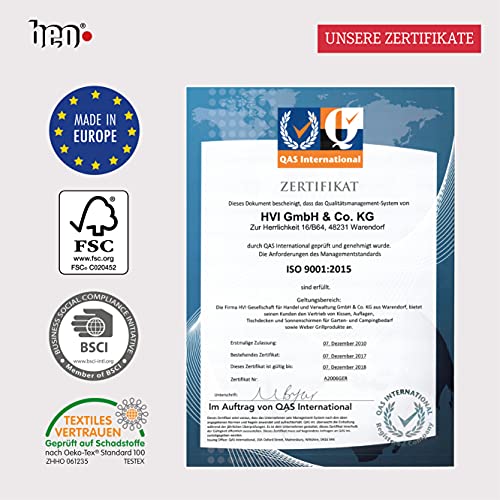 Beo 2x Sitzkissen 60x60 cm wasserabweisend für Lounge Gartenmöbel | Made in EU Lounge-Kissen Grau | Stuhlkissen mit… – Bild 8