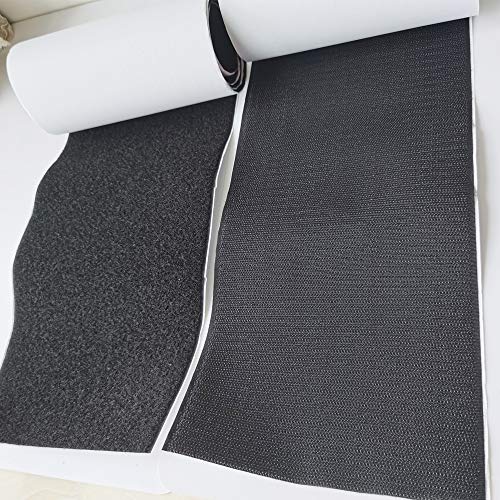 6 inch Width Self Adhesive Hook and Loop Fastening Tape Heavy Duty Strips 1 Yard (Black, 6 inch x 1.1 Yard)