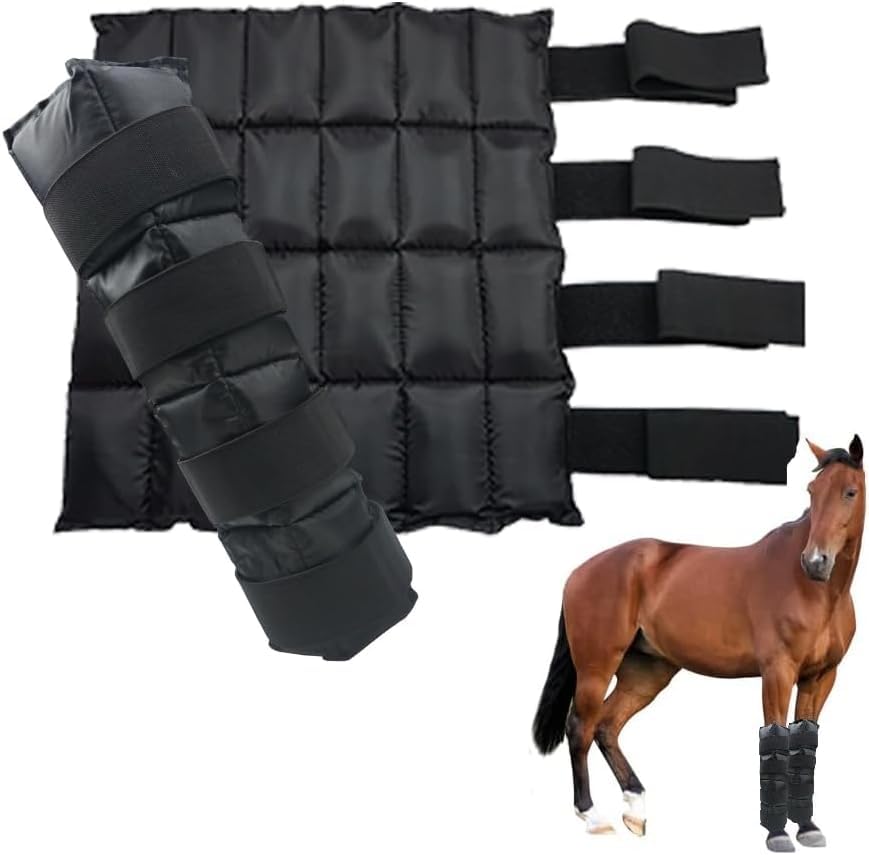 WORLD-BIO Horse Ice Boots for Injury, Gel Ice Horse Leg for Hock, Ankle, Knee, Legs, Boots, and Hooves - Horse Gift Ideas for Horse Lovers-Black