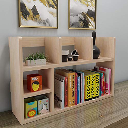 Jcnfa-Shelves Desktop Bookcase DVD Blu-ray Media Storage Desktop Organizer Industrial Bookcase Office Study Simple Assembly (Color : Wood Color, Size : 31.497.8719.68in)
