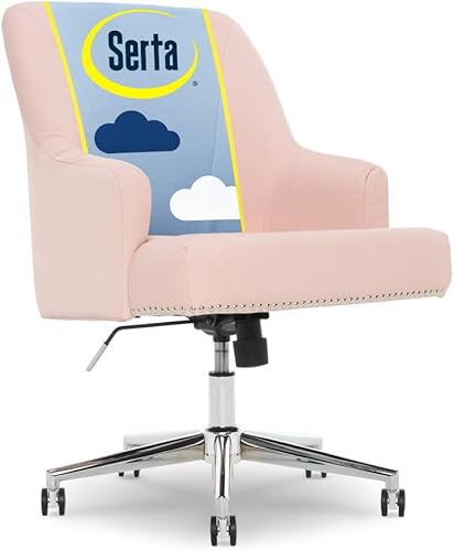 Serta Style Leighton - Silla de oficina en casa, tela de sarga rosa para fiesta, 27.25 pulgadas de profundidad x 24 pulgadas de ancho x 38.75