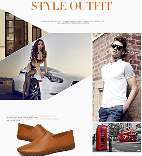 Men's Leather Slip On Soft Business Driving Shoes, Flat Slip On Lightweight Casual Boat Shoes, Business Casual Leather Shoes.2