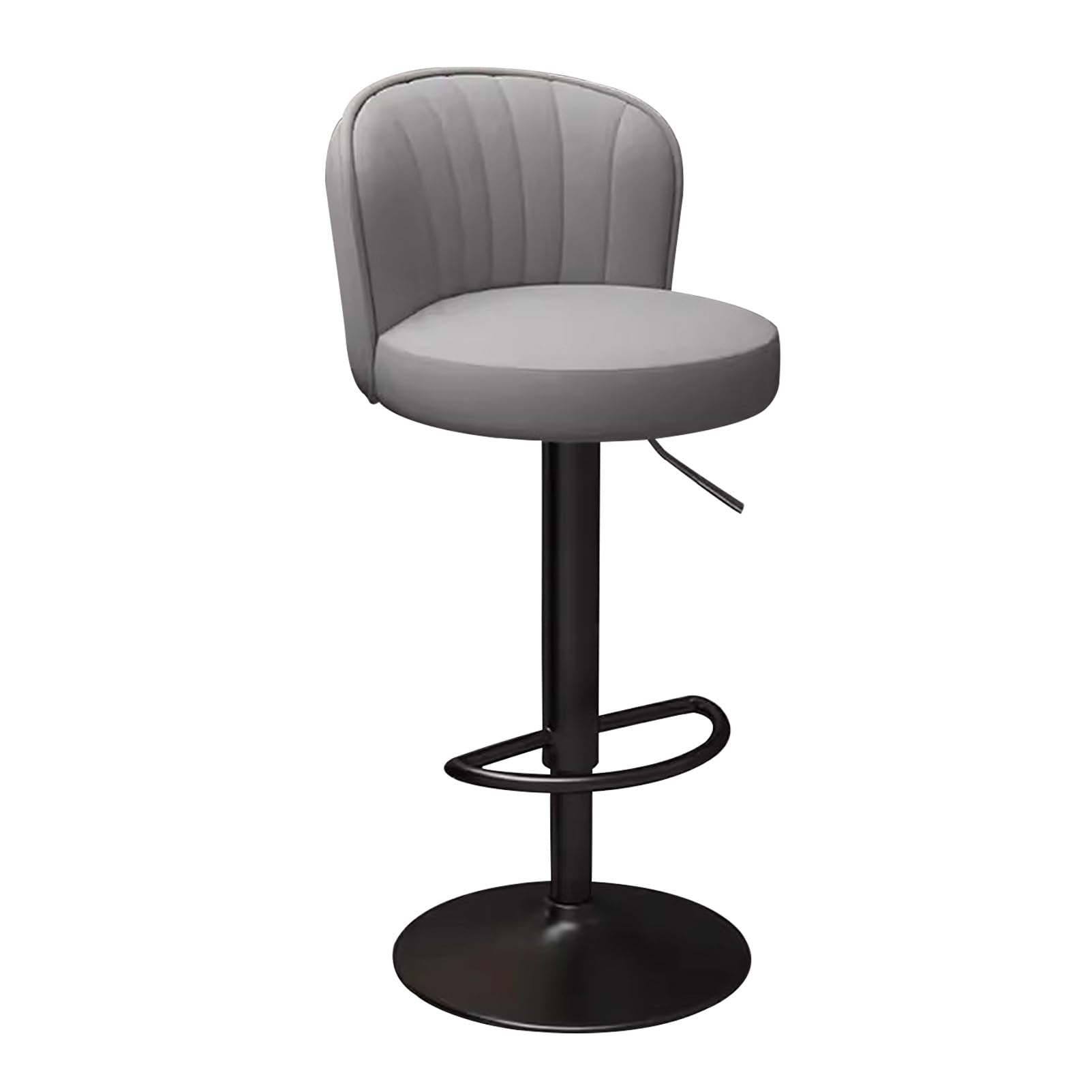 Sgabelli da bar regolabili in pelle ecologica in poliuretano, ergonomici, con supporto per la schiena bassa, elegante struttura in metallo nero, per cucina, isola, pub e bar a casa (grigio chiaro)