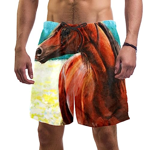 Short de plage à séchage rapide VERED imprimé cheval
