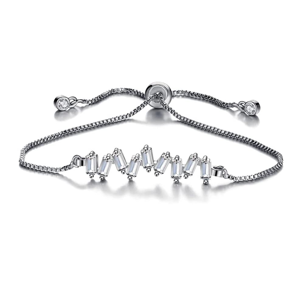 Shining Diva Fashion Latest Stylish Austrian Crystal Silver Plated Charm Bracelet for Women (rrsd10850b), One Size