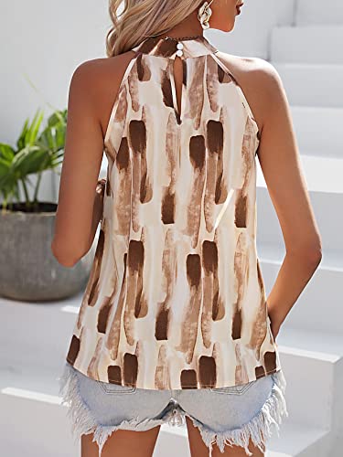 WDIRARA Women's All Over Print Halter Vest Sleeveless Cut Out Back Summer Top2