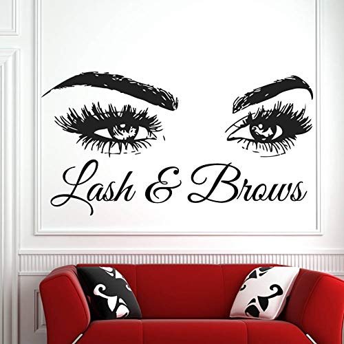 Preisvergleich Produktbild AQjept Wimpern und Augenbrauen Wandaufkleber Mode kreative Vinyl Wimpern Schönheitssalon Wandaufkleber Augenbrauen Schaufenster Dekoration110x60cm