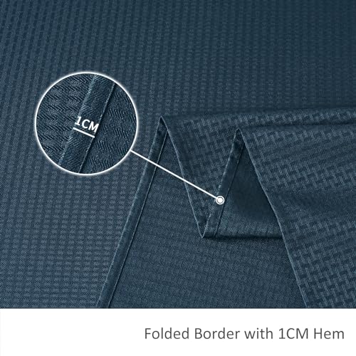 Image of maxmill Rectangle Tablecloth Weaved Pattern Waterproof Spillproof Wrinkle Free Table Cloth, Kitchen Dining Tabletop Decoration, Fabric Table Cover for Holiday Parties, 52 x 70 Inch, Navy Blue