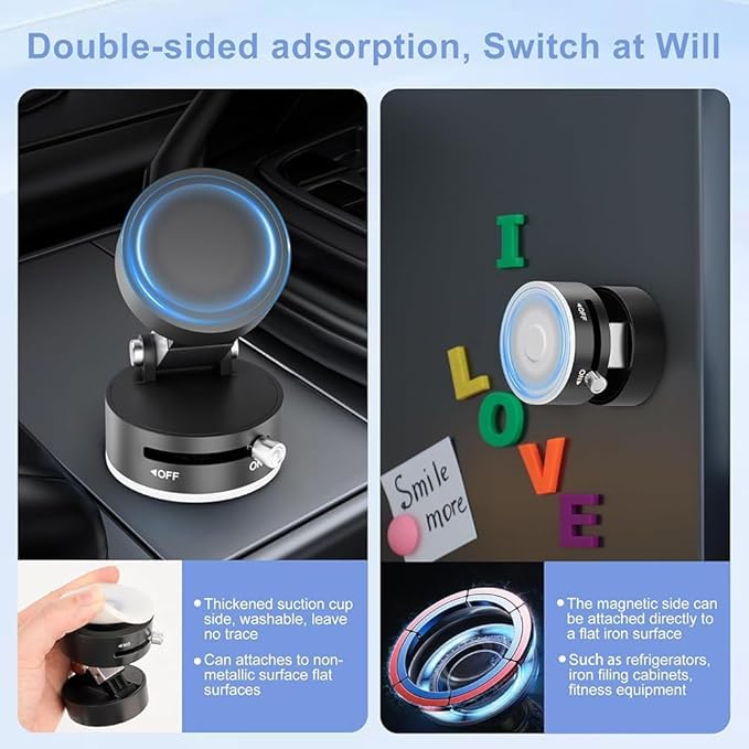 Image of MountPro K5 Magnetic Car Mobile Holder with Suction Cup Base | 360 Adjustable Arm Mount Stand for Dashboard, Windshield & Desk | Universal Smartphone Holder - Black