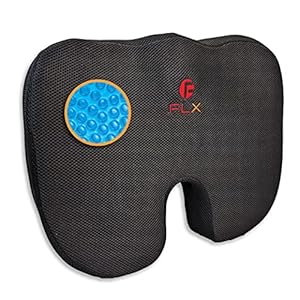 F FLX ENERGISING EXCELLENCE Orthopedic Memory Foam Support Gel Cushion for Sciatica, Tailbone and Hip Pain – Pressure Relief on the Back and Coccyx in your Car Seat, Office Chair or Wheelchair