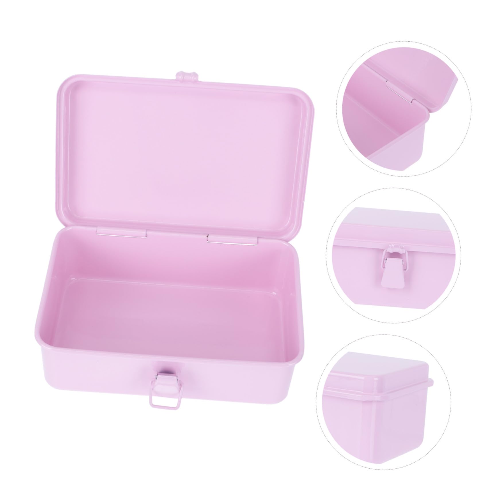 POPETPOP Caja de Almacenamiento de Escritorio Resistente de Hierro Rosa, Organizador Simple Prueba de Golpes para Papelería y Oficina