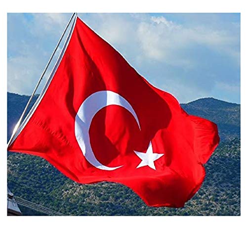 Özel-Versand XL Turkish giant flag Bayrak Turkish 1.5 x 2.25 metres premium quality thick woven Alpaca fabric (not nylon) weatherproof / double hemmed edge