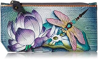 Anuschka Hand Painted Leather Women's RFID Blocking Card Case with Coin Pouch - Tranquil Pond