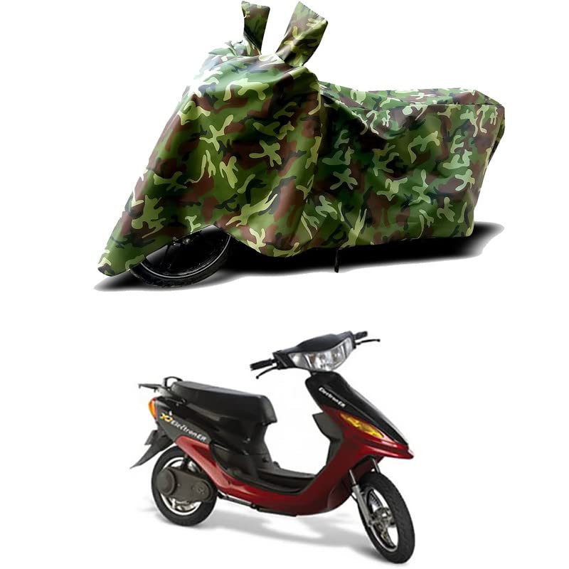 Image of 100% Water Resistant Bike Scooty Two Wheeler Body Cover Compatible for Indus Yo Electron ER /UV-Rays /Heat Protection /Birds Dropping /Scratchproof /Dust Proof /Waterproof /All Varient[Green MJ]