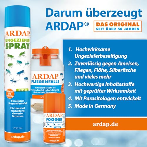 ARDAP Repell Flohspray für Wohnung und Möbel 750ml - Alternative zum ARDAP Fogger gegen Flöhe / Floh Fogger - Flohmittel für Wohnung - Umgebungsspray Flöhe - Wirkt schnell & effektiv (PT19)