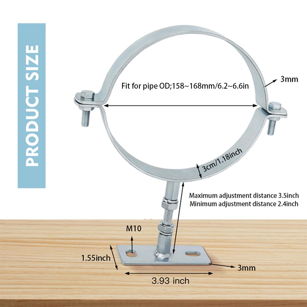 2 Abrazaderas Soportes de Tubo Ajustables Resistentes de 6 Pulgadas