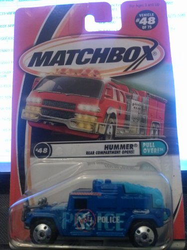 Matchbox Hummer Police Mattel 48/75 avec compartiment arrière ouvrable fonctionnel