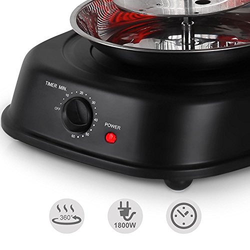 oneConcept Kebap Master - Dönergrill, Hähnchengrill, Gyrosgrill, Vertikalgrill, Drehgrill mit Drehspieß, Elektro-/ Tischgrill für zu hause, max. Leistung: 1800 Watt, schwarz – Bild 3