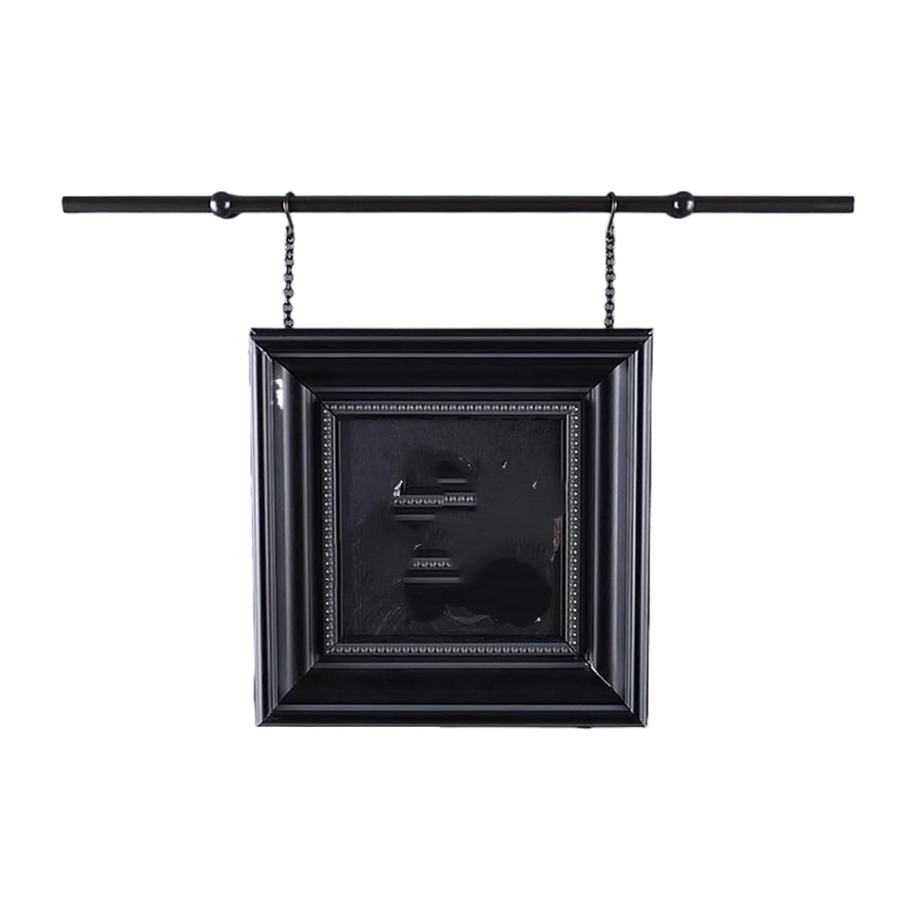 Sistema de colgado de cuadros Clip-Rail Gallery, Sistema for colgar cuadros en la pared, color negro, perchas de latón con cadena 1m, 60-100cm(60cm/23.6in/2ft)