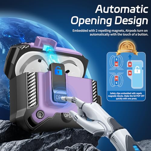 Image of Secure Lock Case for AirPods 4 with Phone Stand, Cleaning Kit & Keychain, Shockproof Protective Cover Compatible with Apple AirPods 4th Gen 2024 for Men Women, Anti-Scratch