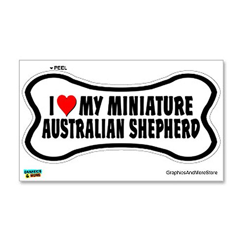 GRAPHICS & MORE Miniature Australian Shepherd Love My Dog Bone - Window Bumper Locker Sticker