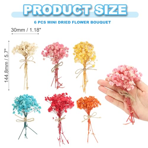 Mini Ramo de Flores Secas PATIKIL 6 Piezas Multicolor miniatura 2