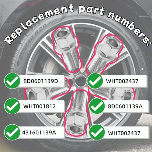 Image of 5 Pack 8D0601139D WHT002437 M14x1.5 Car Lug Nuts Wheel Lug Bolts | Compatible With Volkswagen /VW Golf Jetta Passat Beetle CC for Audi A3 A4 A5 A6 A7 Quattro A8 M14-1.5 Lug Bolts(Silvery)