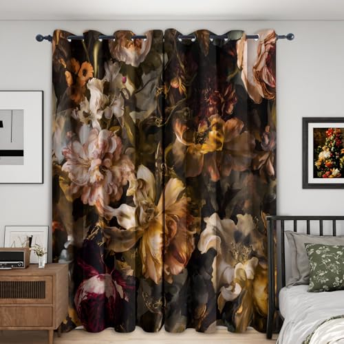 TANTANICAL Vintage Floral Blackout Curtains for Bedroom