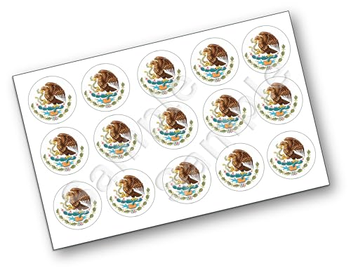 Mexican Coat of Arm Edible images for Oreo cookies chocolate covered, edible image cupcake topper printed on edible paper sugar icing sheet, for cookie decorating, 15 circles 2