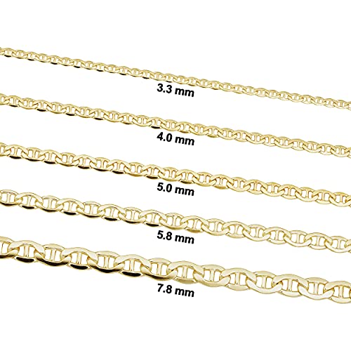 Kooljewelry Solid 14k Yellow Gold Filled Mariner Link Chain Necklace for Men and Women (3.3 mm, 4 mm, 5 mm, 5.8 mm or 7.8 mm) - Image 3