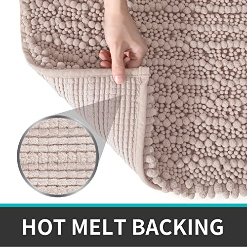 DEXI Bath Mat 40 x 60 cm, Non slip Bathroom Mat, Absorbent and Soft Chenille Bathroom Rug, Machine Washable, Comfortable Floor Mat for Bathtub Toilet Shower Room, Beige - Image 6