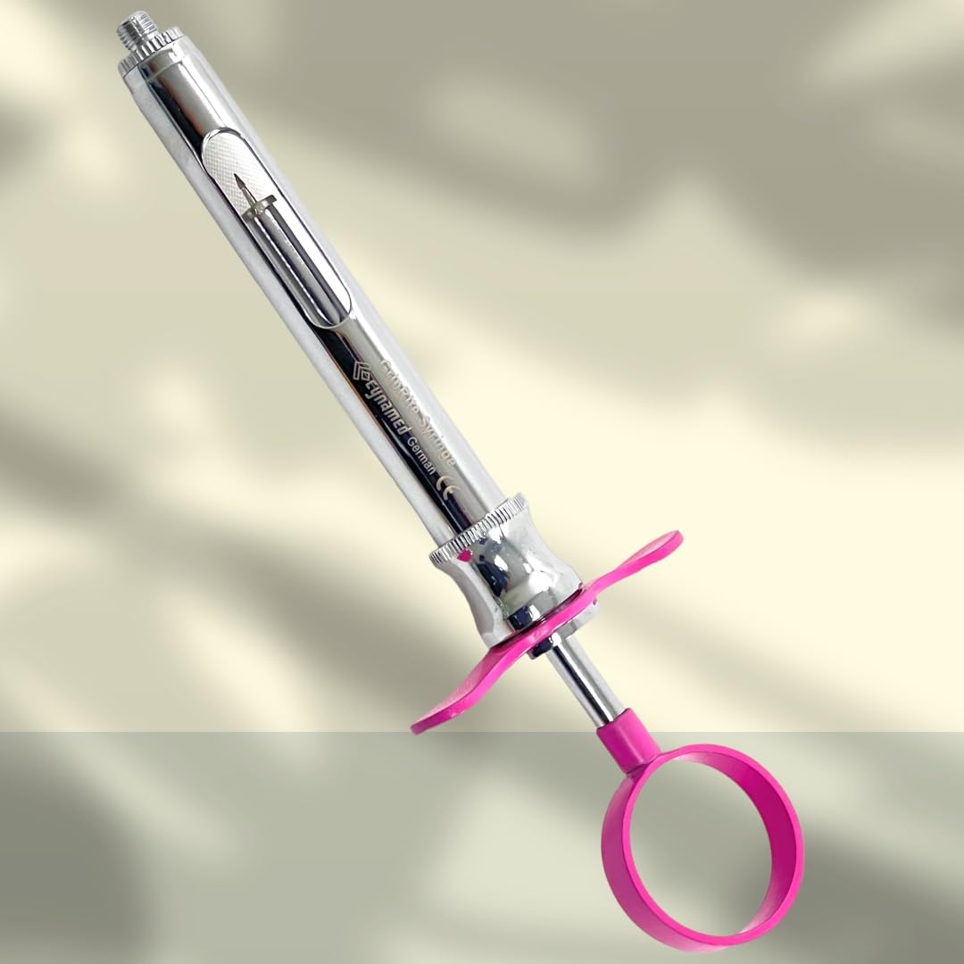 Assorted 6 Each Type CW Dental Aspirating Syinge 1.8mL Anesthetic Injection Syringe German Steel Assorted Metal or Plastic Handle (Metal Handle Pink)