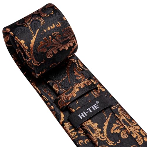 Image of Hi-Tie Men's Silk Ties Formal Woven Classic Necktie Pocket Square Cufflinks Lapel Pin Set Wedding Business