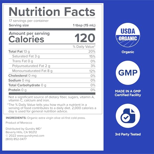 Gundry MD® Organic Extra Virgin First Cold Press Moroccan Polyphenol Rich Olive Oil (Olive Oil) (3)