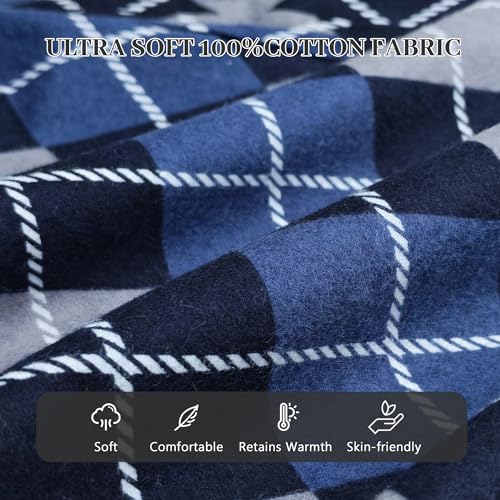 Vulcanodon Men 100% Cotton Pajama Set, Soft Warm Button Down Pajama Sets for Men Comfy Plaid Fun Prints Lounge With Pockets2