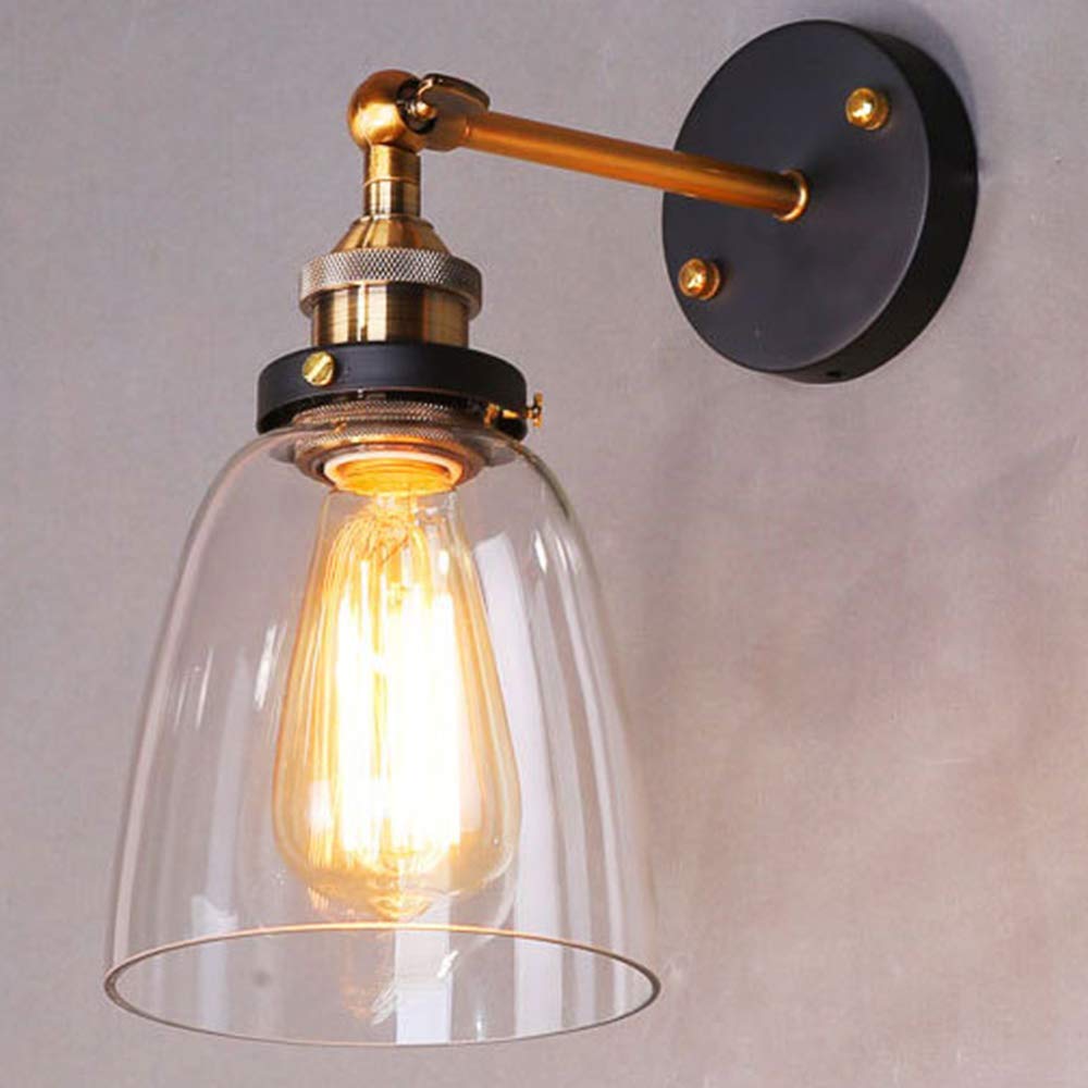 Industrial Vintage Glass Wall Light Lamp Sconce Lighting Adjustable Metal Retro For Loft Coffee Bar Living Room Dining